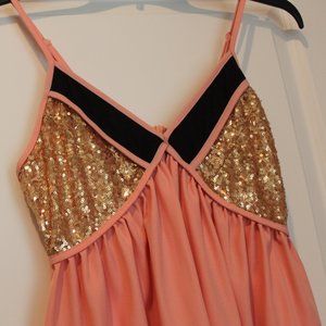 Toby Peach and Gold Sequence Dress size Medium